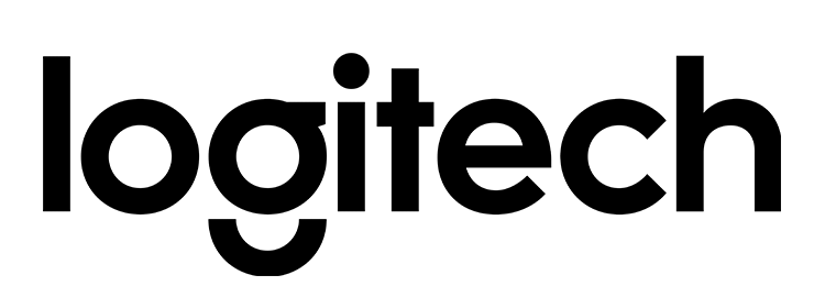 Logitech logo in solid black, representing the brand’s focus on simplicity and technology.
