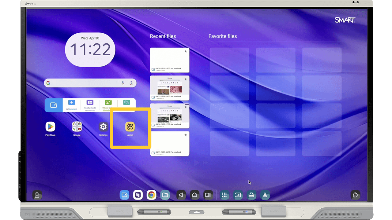a SMART Board with a link to the Lumio App