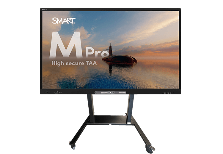 Detailed view of the M Pro High secure series TAA, on a versatile mobile stand, FSE-420.